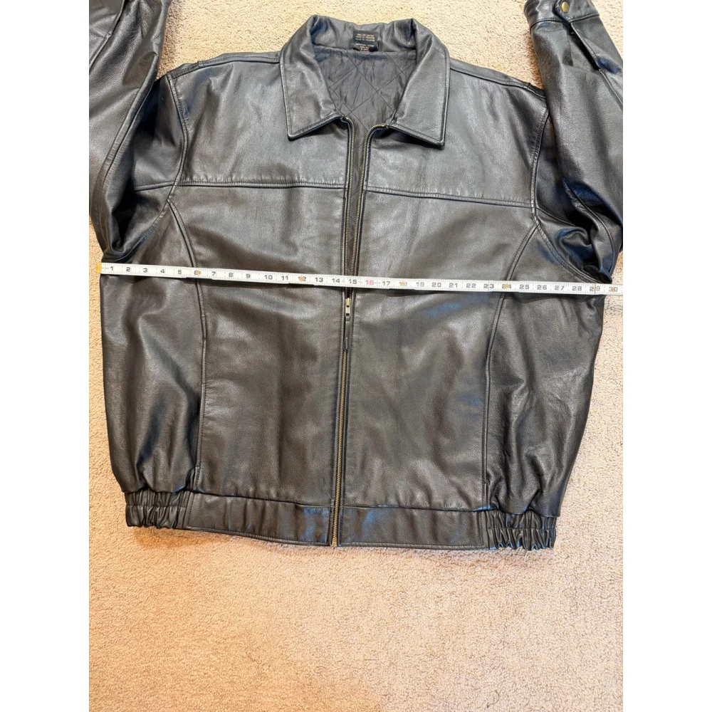 Mens Cambridge Classics Black Leather Bomber Zip-Up Moto 2X Style Edgy Retro Y2K